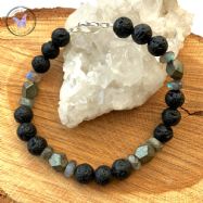 Men's Lava Stone, Labradorite & Pyrite Healing Bracelet
